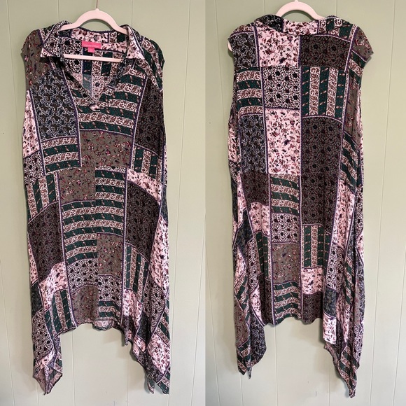 Woman Within Dresses & Skirts - WOMAN WITHIN Gauzy Paisley Floral V-Neck Patchwork Lightweight Dress - s…